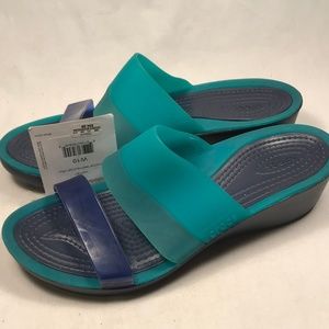 crocs colorblock wedge